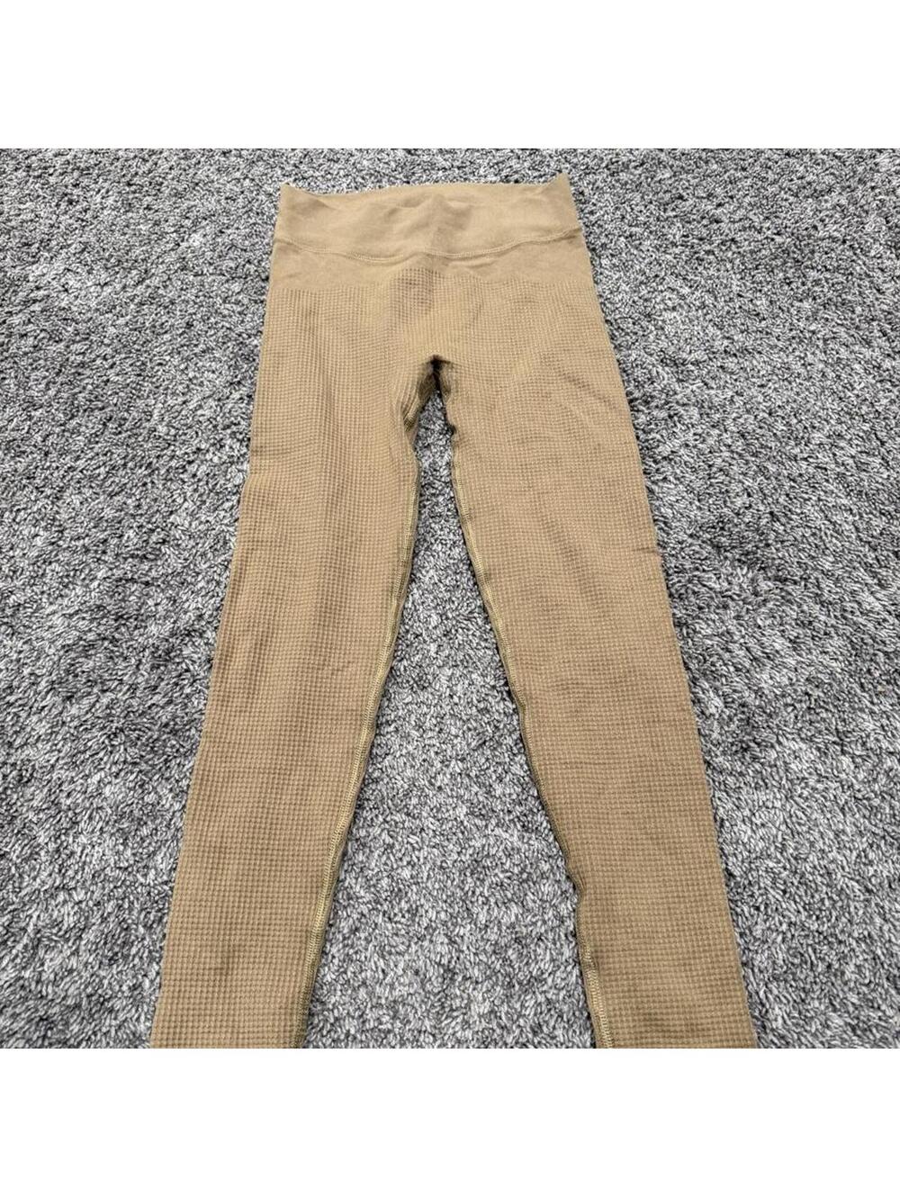 Gymshark Waffle Texture Leggings in Tan, Size Small